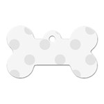 Polka Dots - Pale Gray on White Dog Tag Bone (One Side)