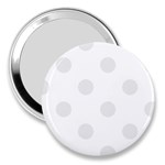 Polka Dots - Pale Gray on White 3  Handbag Mirror