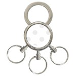 Polka Dots - Pale Gray on White 3-Ring Key Chain