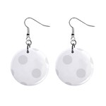 Polka Dots - Pale Gray on White 1  Button Earrings