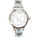 Polka Dots - Pale Gray on White Round Italian Charm Watch