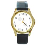 Polka Dots - Pale Gray on White Round Gold Metal Watch