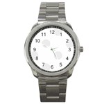 Polka Dots - Pale Gray on White Sport Metal Watch