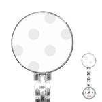 Polka Dots - Pale Gray on White Stainless Steel Nurses Watch