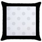 Polka Dots - Pale Gray on White Throw Pillow Case (Black)