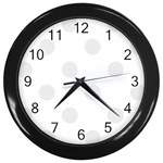 Polka Dots - Pale Gray on White Wall Clock (Black)