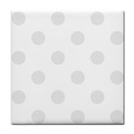 Polka Dots - Pale Gray on White Tile Coaster