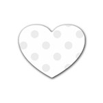 Polka Dots - Pale Gray on White Rubber Coaster (Heart)
