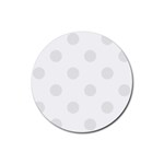 Polka Dots - Pale Gray on White Rubber Round Coaster (4 pack)