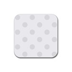 Polka Dots - Pale Gray on White Rubber Coaster (Square)