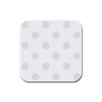 Polka Dots - Pale Gray on White Rubber Square Coaster (4 pack)