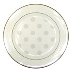 Polka Dots - Pale Gray on White Porcelain Plate