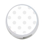Polka Dots - Pale Gray on White 4-Port USB Hub (One Side)