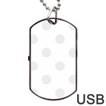 Polka Dots - Pale Gray on White Dog Tag USB Flash (One Side)