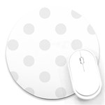Polka Dots - Pale Gray on White Round Mousepad