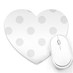 Polka Dots - Pale Gray on White Heart Mousepad