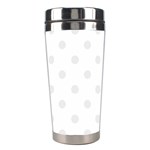 Polka Dots - Pale Gray on White Stainless Steel Travel Tumbler