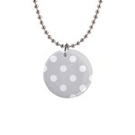 Polka Dots - White on Gainsboro Gray 1  Button Necklace