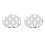 Polka Dots - White on Gainsboro Gray Cufflinks (Oval)