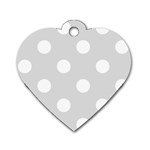 Polka Dots - White on Gainsboro Gray Dog Tag Heart (Two Sides)