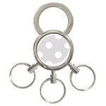 Polka Dots - White on Gainsboro Gray 3-Ring Key Chain