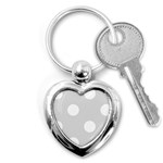 Polka Dots - White on Gainsboro Gray Key Chain (Heart)