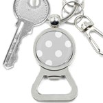 Polka Dots - White on Gainsboro Gray Bottle Opener Key Chain