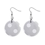 Polka Dots - White on Gainsboro Gray 1  Button Earrings