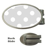 Polka Dots - White on Gainsboro Gray Money Clip (Oval)