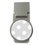 Polka Dots - White on Gainsboro Gray Money Clip (Round)