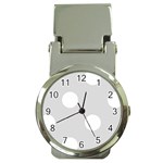 Polka Dots - White on Gainsboro Gray Money Clip Watch
