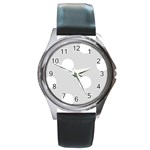 Polka Dots - White on Gainsboro Gray Round Metal Watch