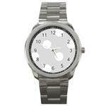 Polka Dots - White on Gainsboro Gray Sport Metal Watch
