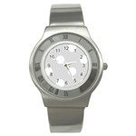 Polka Dots - White on Gainsboro Gray Stainless Steel Watch