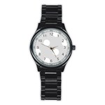 Polka Dots - White on Gainsboro Gray Stainless Steel Round Watch