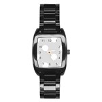 Polka Dots - White on Gainsboro Gray Stainless Steel Barrel Watch