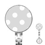 Polka Dots - White on Gainsboro Gray Stainless Steel Nurses Watch