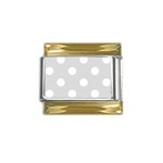 Polka Dots - White on Gainsboro Gray Gold Trim Italian Charm (9mm)