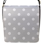 Polka Dots - White on Gainsboro Gray Flap Closure Messenger Bag (S)