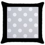 Polka Dots - White on Gainsboro Gray Throw Pillow Case (Black)