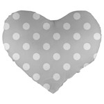 Polka Dots - White on Gainsboro Gray Large 19  Premium Heart Shape Cushion