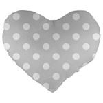 Polka Dots - White on Gainsboro Gray Large 19  Premium Flano Heart Shape Cushion
