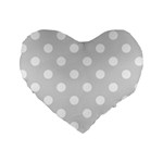 Polka Dots - White on Gainsboro Gray Standard 16  Premium Heart Shape Cushion
