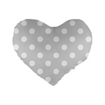 Polka Dots - White on Gainsboro Gray Standard 16  Premium Flano Heart Shape Cushion