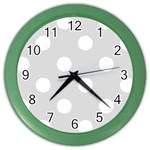 Polka Dots - White on Gainsboro Gray Color Wall Clock