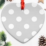 Polka Dots - White on Gainsboro Gray Ornament (Heart)