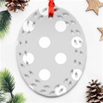 Polka Dots - White on Gainsboro Gray Oval Filigree Ornament (Two Sides)