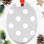 Polka Dots - White on Gainsboro Gray Oval Ornament (Two Sides)