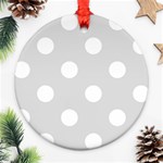 Polka Dots - White on Gainsboro Gray Round Ornament (Two Sides)