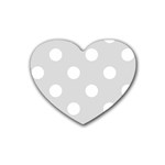 Polka Dots - White on Gainsboro Gray Heart Coaster (4 pack)